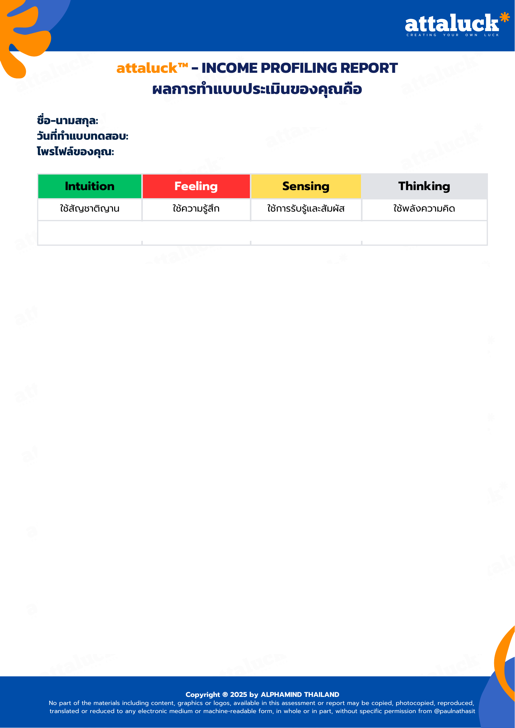 Attaluck Income Profiling Report